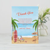 ヴィンテージベビーオンボードビーチサーフィンベビーシャワー サンキューカード (スタンド正面)