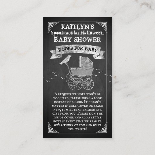 ヴィンテージベビーカーのハロウィーンの赤ちゃんシャワーブック エンクロージャーカード (正面)