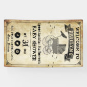 ヴィンテージベビーカーのハロウィーンベイビーシャワーへようこそ 横断幕 (横)