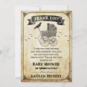 ヴィンテージベビーカーのハロウィーンベイビーシャワー サンキューカード (正面)