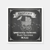 ヴィンテージベビーカーのハロウィーンベイビーシャワー スタンダードカクテルナプキン (正面)