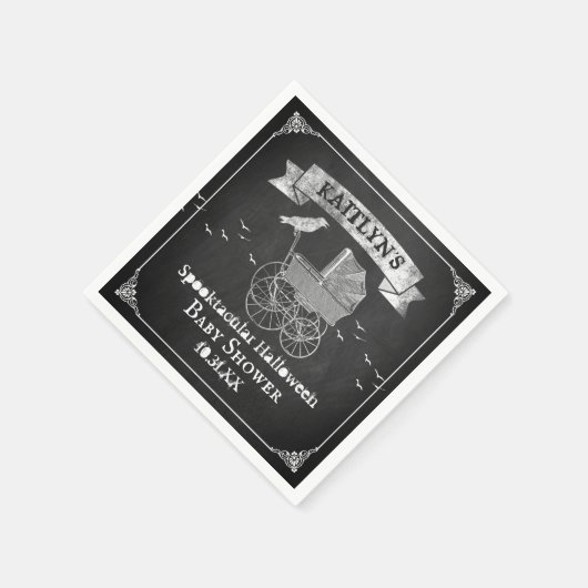 ヴィンテージベビーカーのハロウィーンベイビーシャワー スタンダードカクテルナプキン (角)