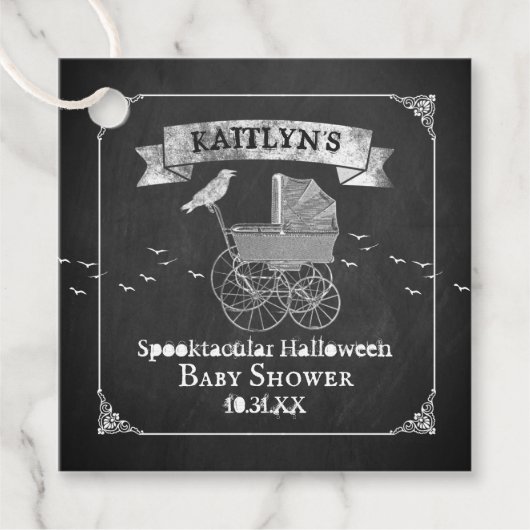 ヴィンテージベビーカーのハロウィーンベイビーシャワー フェイバータグ (正面)