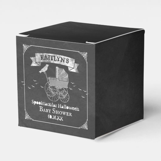ヴィンテージベビーカーのハロウィーンベイビーシャワー フェイバーボックス (正面サイド)