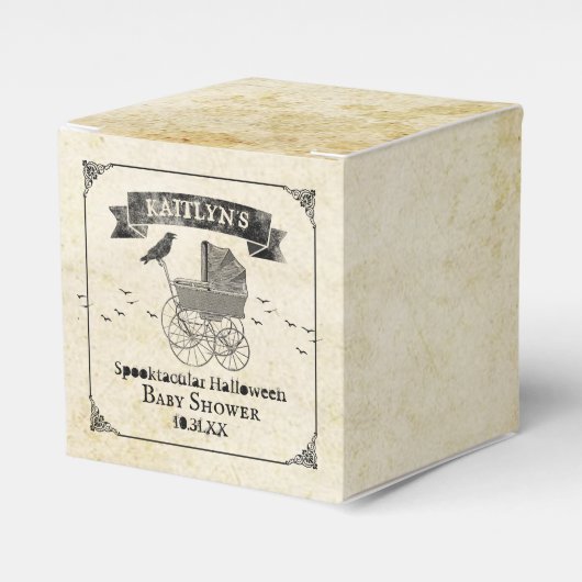 ヴィンテージベビーカーのハロウィーンベイビーシャワー フェイバーボックス (正面サイド)