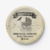 ヴィンテージベビーカーのハロウィーンベイビーシャワー ペーパープレート (正面)