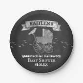 ヴィンテージベビーカーのハロウィーンベイビーシャワー ペーパープレート (正面)