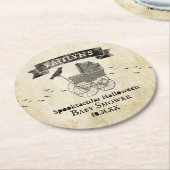 ヴィンテージベビーカーのハロウィーンベイビーシャワー ラウンドペーパーコースター (アングル)