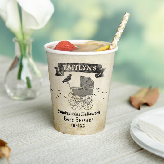 ヴィンテージベビーカーのハロウィーンベイビーシャワー 紙コップ (インサイチュ)