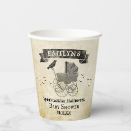 ヴィンテージベビーカーのハロウィーンベイビーシャワー 紙コップ