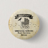 ヴィンテージベビーカーのハロウィーンベイビーシャワー 缶バッジ (正面)