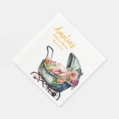 ヴィンテージベビーカーパーソナライズされたの赤ちゃんシャワー スタンダードランチョンナプキン (角)