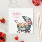 ヴィンテージベビーカーパーソナライズされたの赤ちゃんシャワー スタンダードランチョンナプキン (インサイチュ)