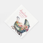 ヴィンテージベビーカーパーソナライズされたの赤ちゃんシャワー スタンダードランチョンナプキン (角)