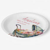 ヴィンテージベビーカーパーソナライズされたの赤ちゃんシャワー ペーパープレート (アングル)