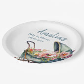 ヴィンテージベビーカーパーソナライズされたの赤ちゃんシャワー ペーパープレート (アングル)