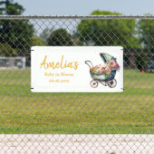 ヴィンテージベビーカーパーソナライズされたの赤ちゃんシャワー 横断幕 (インサイチュ)