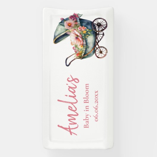 ヴィンテージベビーカーパーソナライズされたの赤ちゃんシャワー 横断幕 (縦)