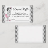 ヴィンテージベビーガールおむつラッフルチケット エンクロージャーカード (正面/裏面)