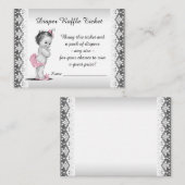 ヴィンテージベビーガールおむつラッフルチケット エンクロージャーカード (正面/裏面)