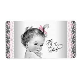 ヴィンテージベビーガールのウォーターボトルラベル ラベル