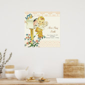 ヴィンテージベビーガールのメールボックスパーソナライズされた誕生 ポスター (キッチン)