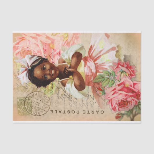 ヴィンテージベビーガールはがきデコペティッシュペーパー 薄葉紙 (正面)