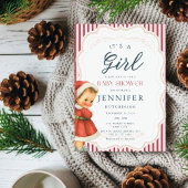ヴィンテージベビーガールクリスマス赤ちゃんシャワー 招待状