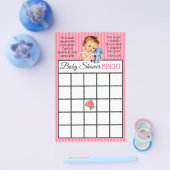 ヴィンテージベビーガールテディベア赤ちゃんシャワーゲーム チラシ (シングル)