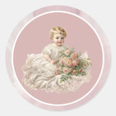 ヴィンテージベビーガールバプテスマ ラウンドシール (正面)