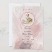 ヴィンテージベビーガールバプテスマ 招待状 (正面)