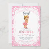 ヴィンテージベビーガールプリンセスベビーシャワー 招待状 (正面)