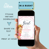 ヴィンテージベビーガールプリンセスベビーシャワー 招待状