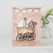 ヴィンテージベビーガールベビーシャワー招待状 招待状 (スタンド正面)