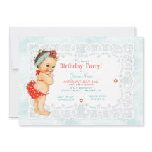 ヴィンテージベビーガール水着レースモノグラムバック