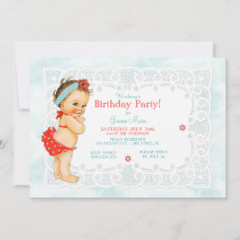 ヴィンテージベビーガール水着レースモノグラムバック 招待状