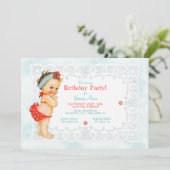 ヴィンテージベビーガール水着レースモノグラムバック 招待状 (スタンド正面)