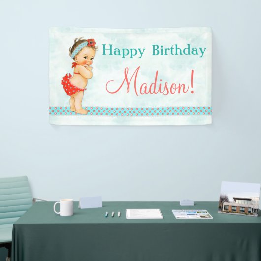 ヴィンテージベビーガール赤い水着 横断幕 (トレードショー)