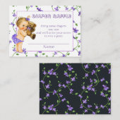 ヴィンテージベビーガール赤ちゃんシャワーおむつラッフル エンクロージャーカード (正面/裏面)