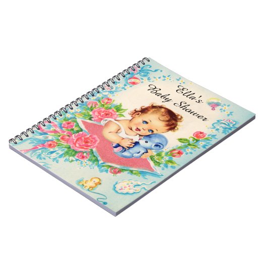 ヴィンテージベビーガール赤ちゃんシャワー手帳 ノートブック (左側)