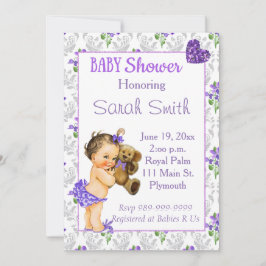 ヴィンテージベビーガール赤ちゃんシャワー招待状 招待状