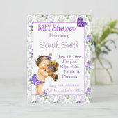 ヴィンテージベビーガール赤ちゃんシャワー招待状 招待状 (スタンド正面)