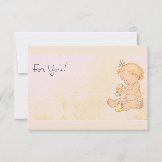 ヴィンテージベビーガール赤ちゃんシャワー 招待状 (正面)