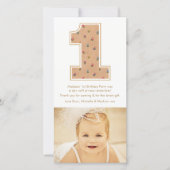 ヴィンテージベビーガール1st誕生日サンキューフォトカード サンキューカード (正面)