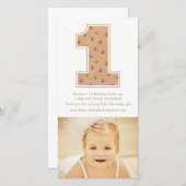 ヴィンテージベビーガール1st誕生日サンキューフォトカード サンキューカード (正面/裏面)