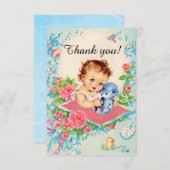 ヴィンテージベビーガール「ありがとう」カード サンキューカード (正面/裏面)