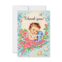 ヴィンテージベビーガール「ありがとう」カード
