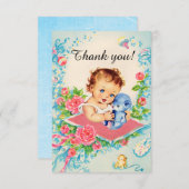 ヴィンテージベビーガール「ありがとう」カード サンキューカード (正面/裏面)