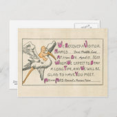 ヴィンテージベビーガール&コウノトリ 案内ポストカード (正面/裏面)