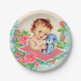 ヴィンテージベビーガール、ベビーシャワーケーキ紙プレート ペーパープレート